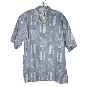 Tori Richard Shirt Mens Large Blue White CPCU Society Button Up Hawaiian Shirt